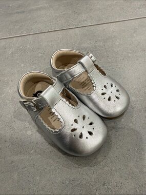 Old Soles Silver T-Strap Mary Jane Baby Shoes